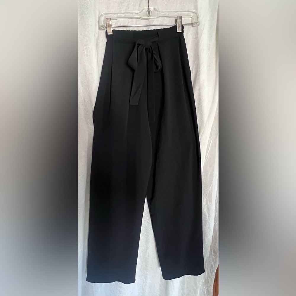 Zara Black Wide Leg Tie-Waist Pants